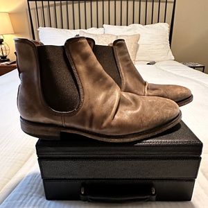 John Varvatos Brown Leather Collection Amsterdam Chelsea Boot Size 8